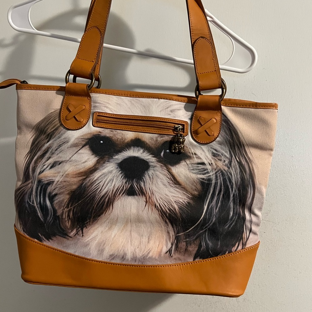 Stylish Tan Dog Print Tote Bag